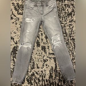 american eagle light grey washed ripped jeans, SIZE 8